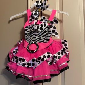 Weissman Xcs Hot pink black with polkadots in zebra print leotard
